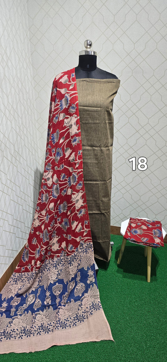 Kalamkari 3 piece Cotton suit - 18