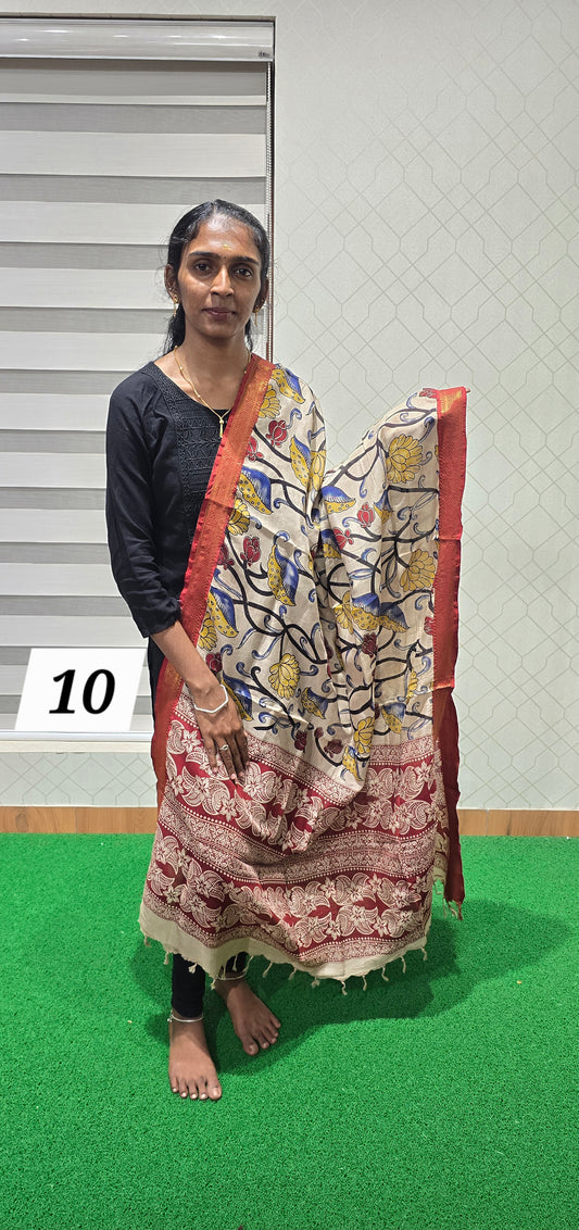 Chennuri Kalamkari Silk Dupatta P10