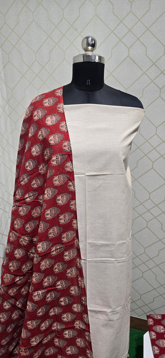 Kalamkari 3 piece Cotton suit - 11