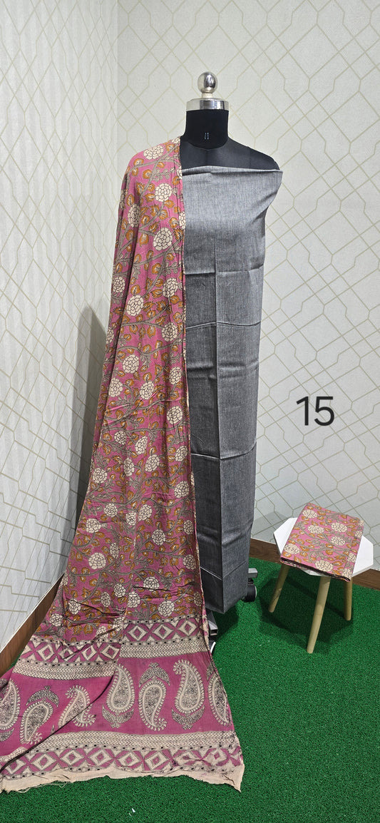 Kalamkari 3 piece Cotton suit - 15