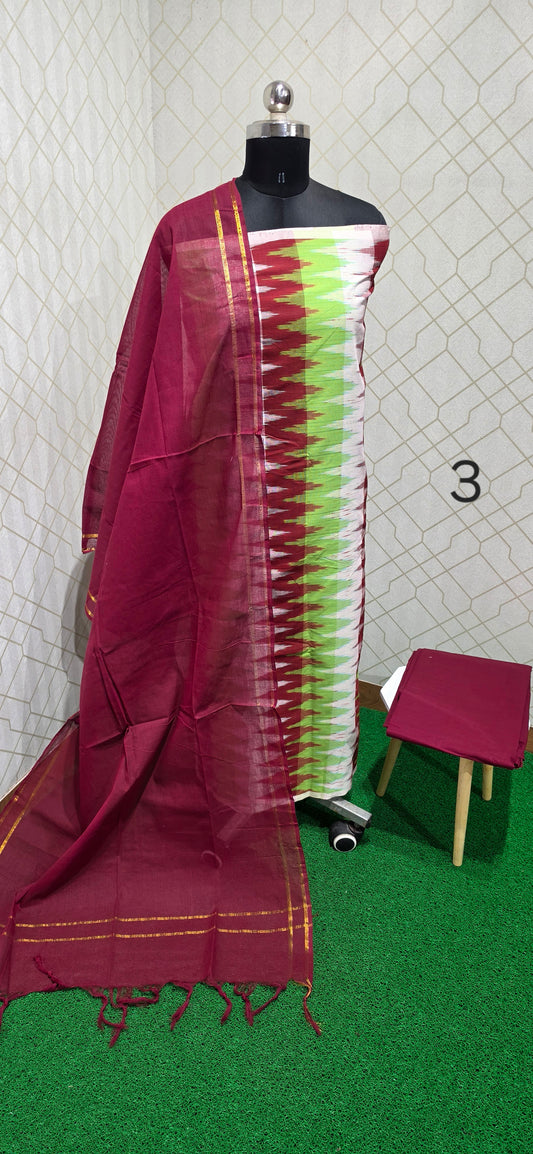 Geometric chevron Ikkat Cotton Suit - 03