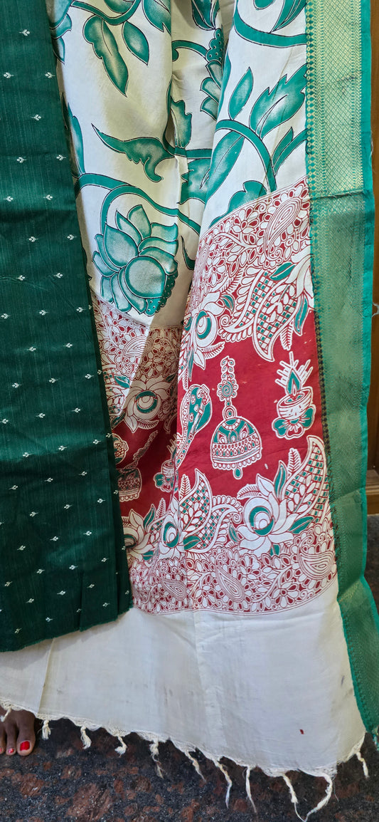 Raw silk with Chennuri silk Dupatta - RC09