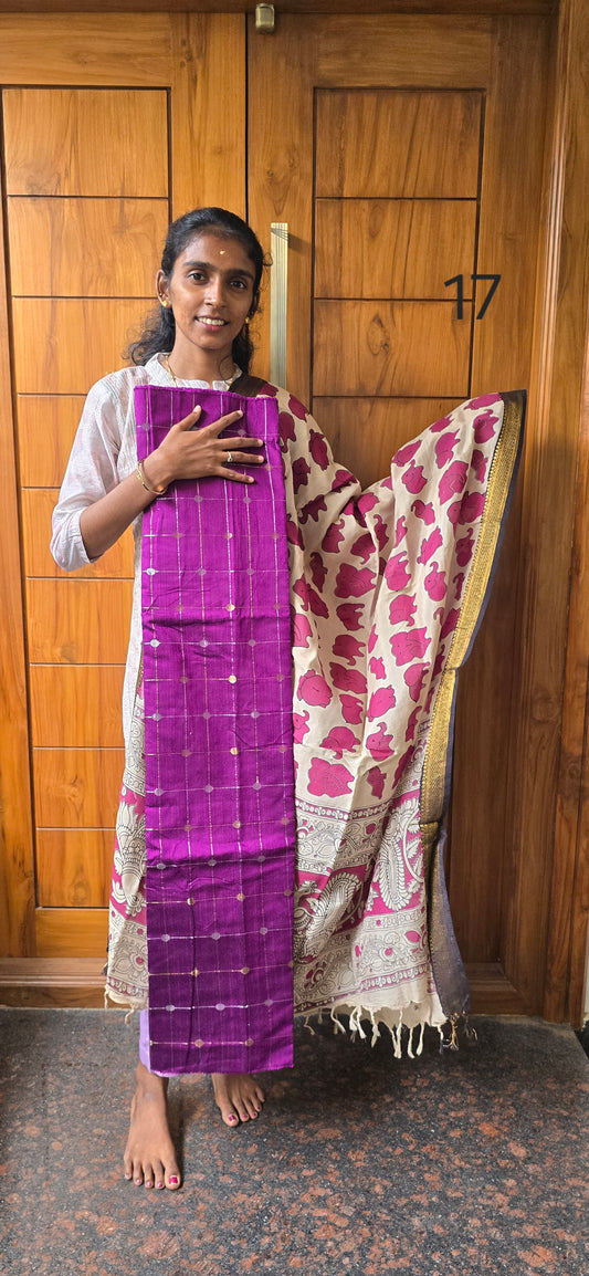 Raw silk with Chennuri silk Dupatta - RC17