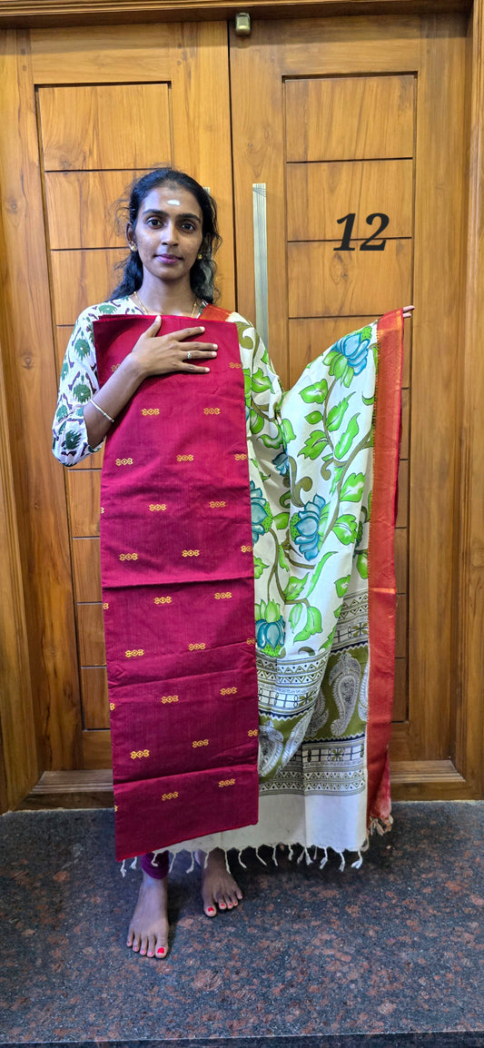 Raw silk with Chennuri silk Dupatta - RC12