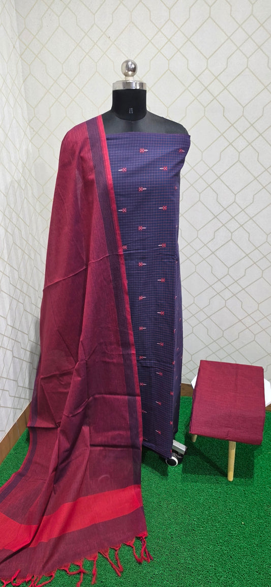 Checks Handloom Cotton Suits - 04