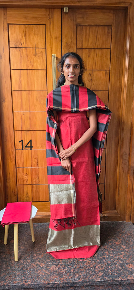 Semi Silk Cotton Suit  - 14