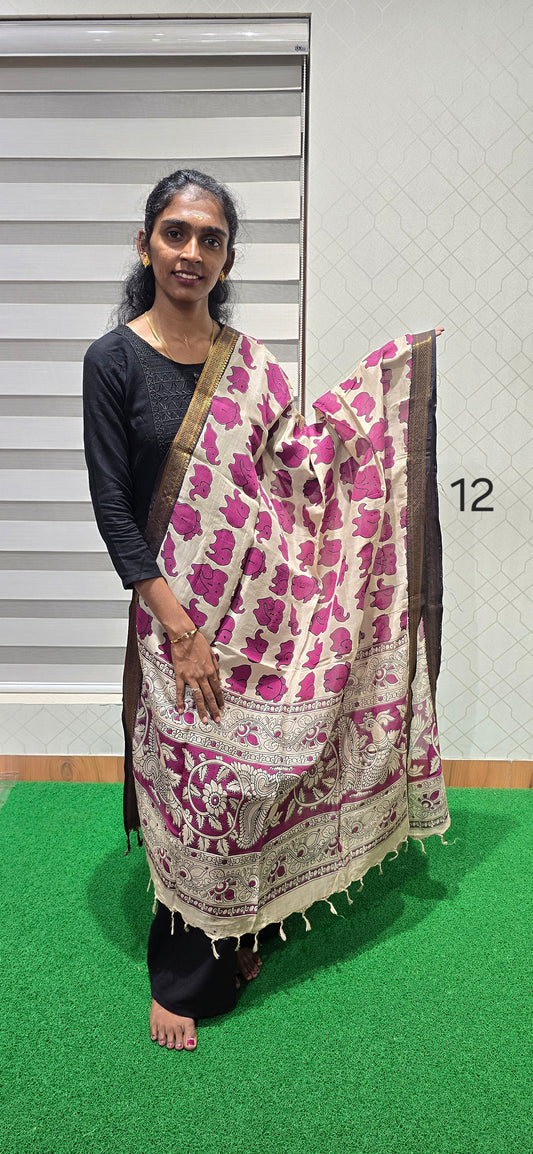 Chennuri Kalamkari Silk Dupatta - P12