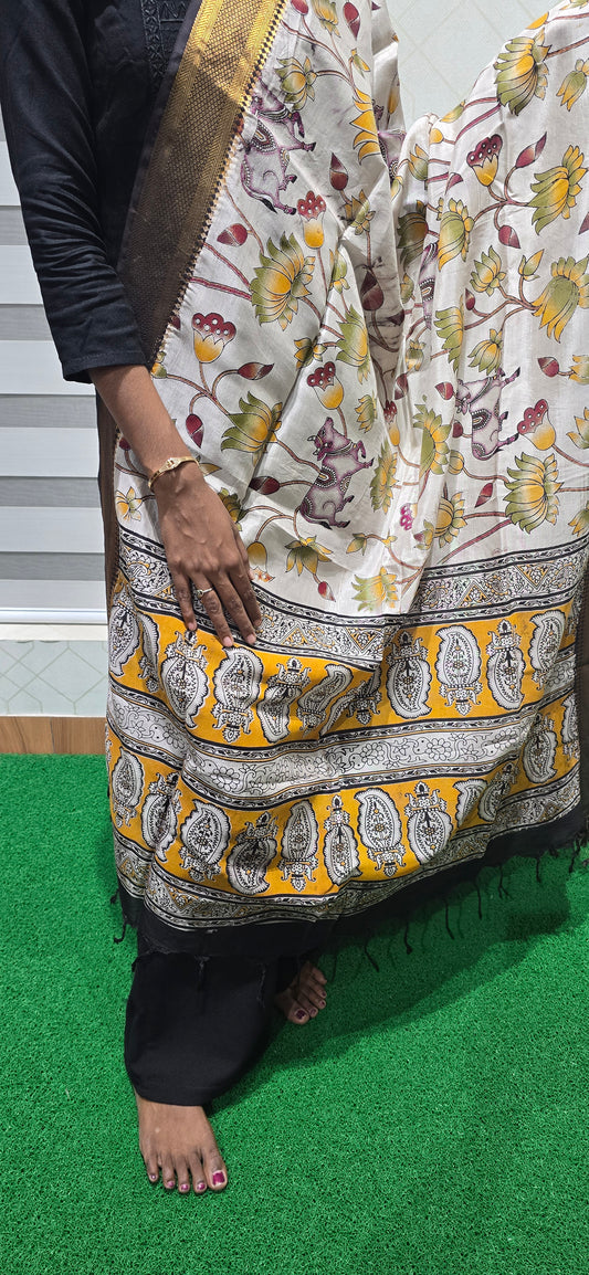 Chennuri Kalamkari Silk Dupatta - P18