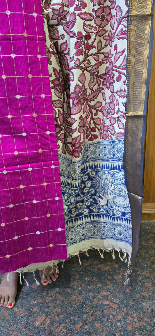 Raw silk with Chennuri silk Dupatta - RC08