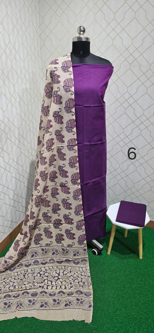 Nagari Special Kalamkari 3 piece Cotton suit - 06