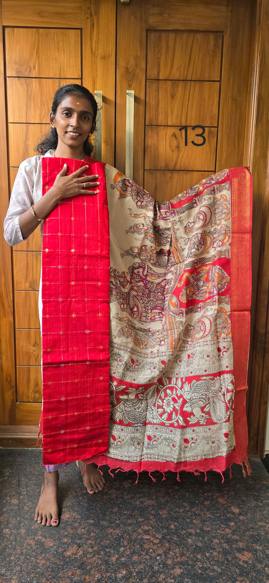 Raw silk with Chennuri silk Dupatta - RC13
