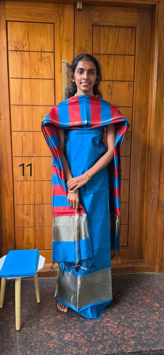 Semi Silk Cotton Suit  - 11