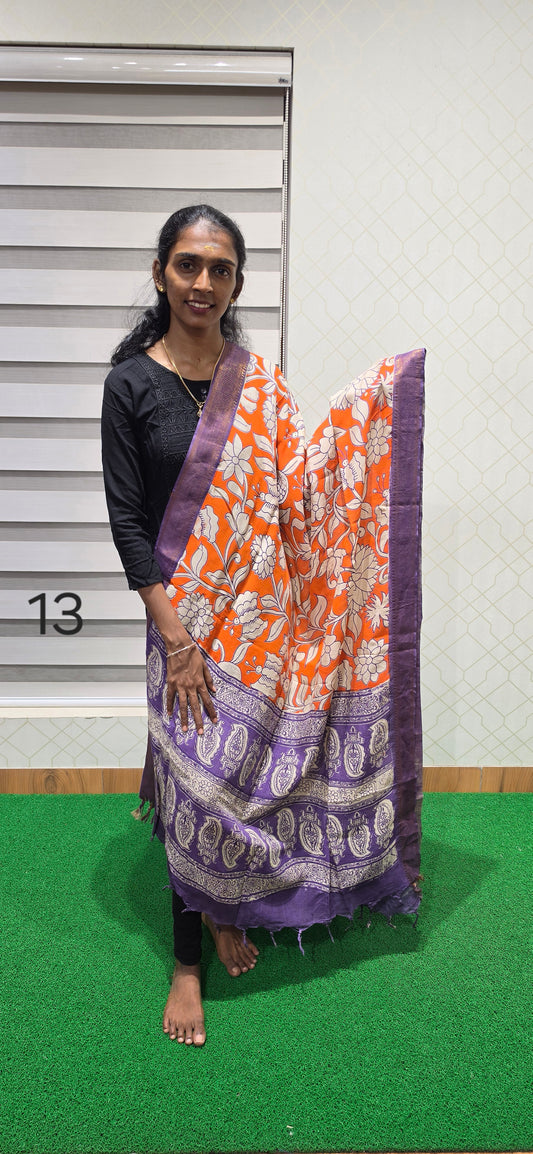 Chennuri Kalamkari Silk Dupatta - P13