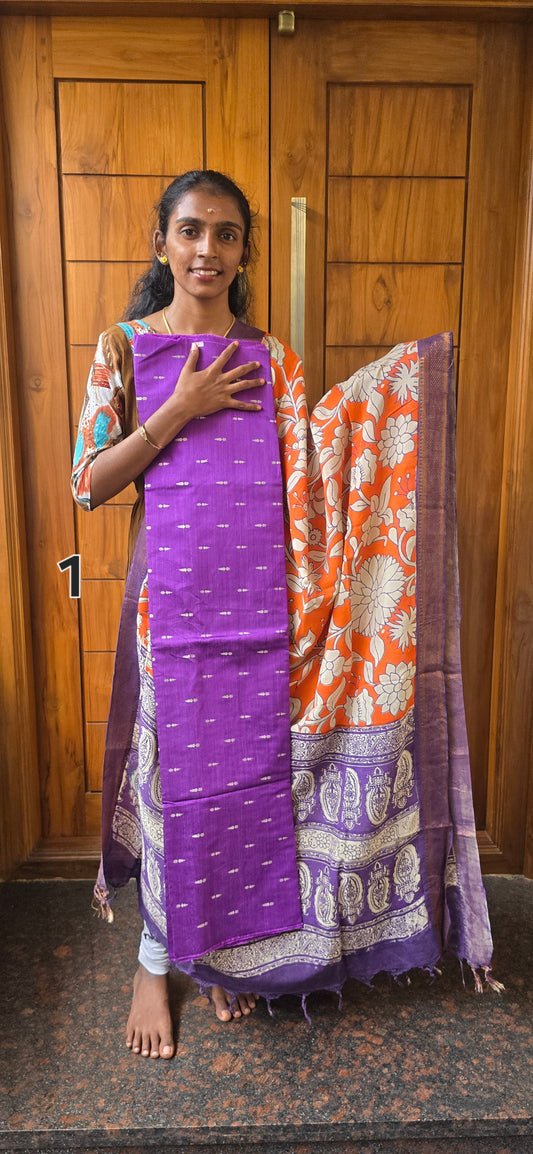 Raw silk with Chennuri silk Dupatta - RC01