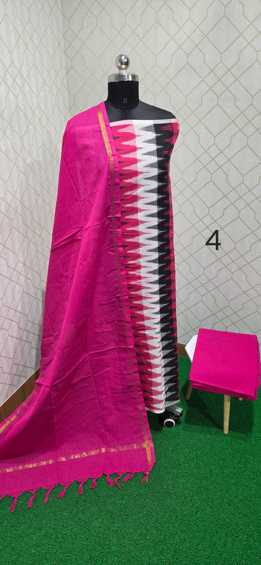 Geometric chevron Ikkat Cotton Suit - 04