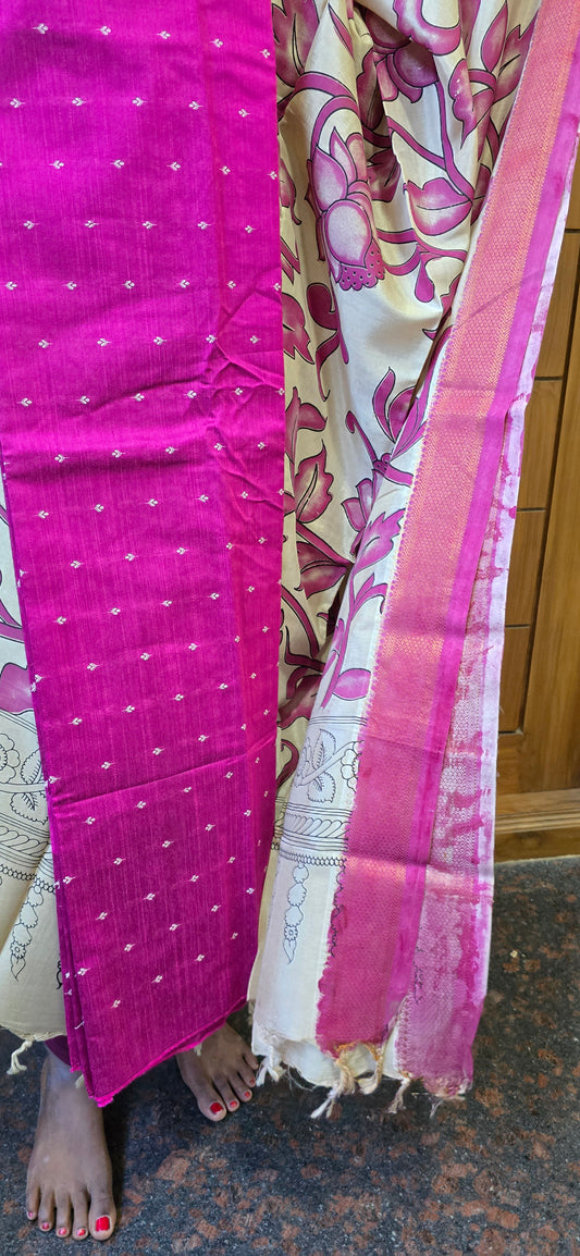 Raw silk with Chennuri silk Dupatta - RC11