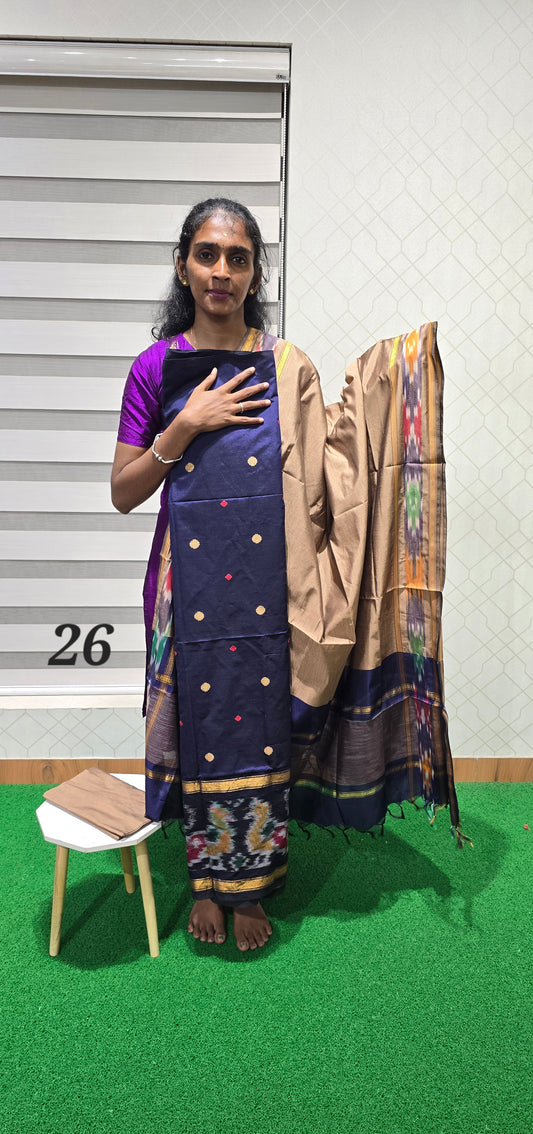 Pochampalli Ikkat Sico with border dupatta - PIS26