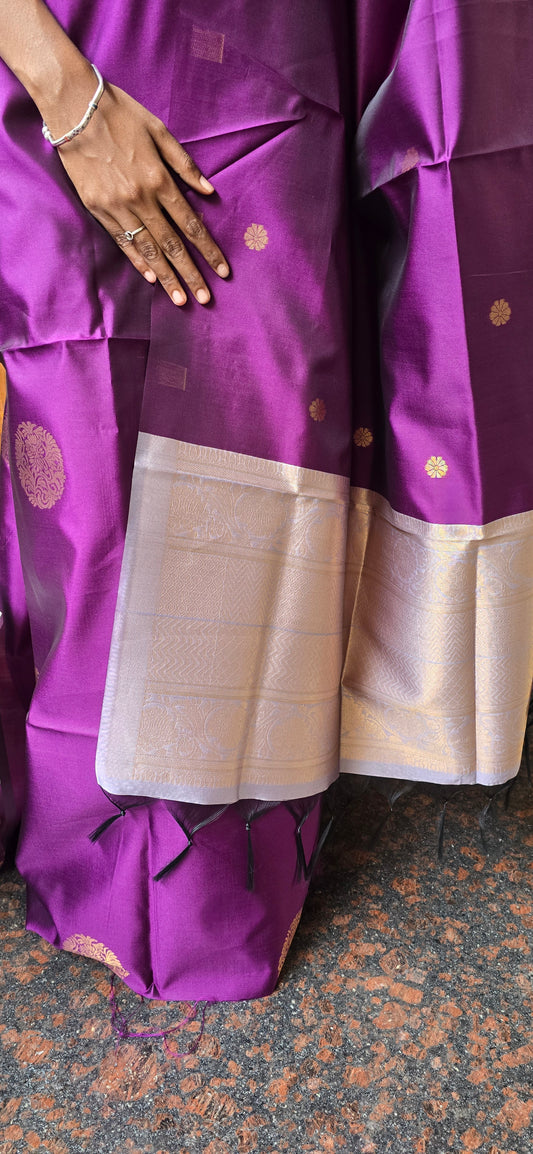 Borderless semi kanchi silk suits - 01
