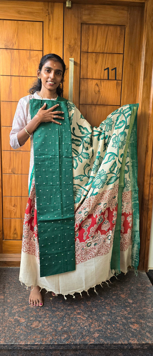 Raw silk with Chennuri silk Dupatta - RC11