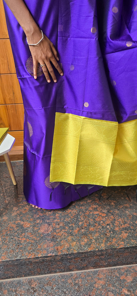 Borderless semi kanchi silk suits - 05