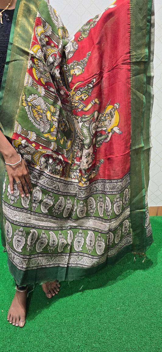 Chennuri Kalamkari Silk Dupatta P13