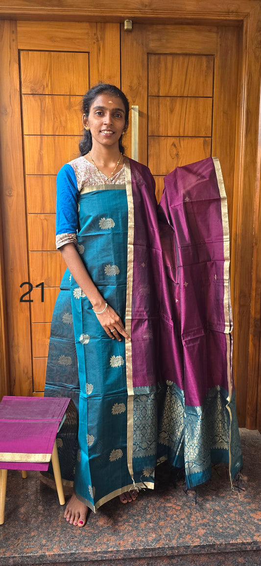 Pure Silk Cotton Suit  - 21
