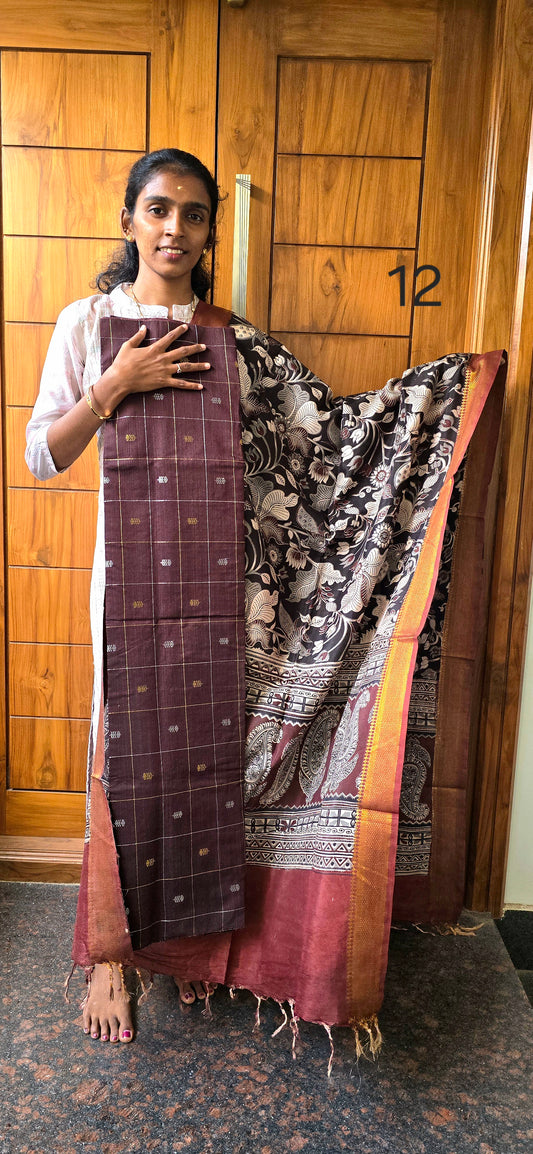 Raw silk with Chennuri silk Dupatta - RC12