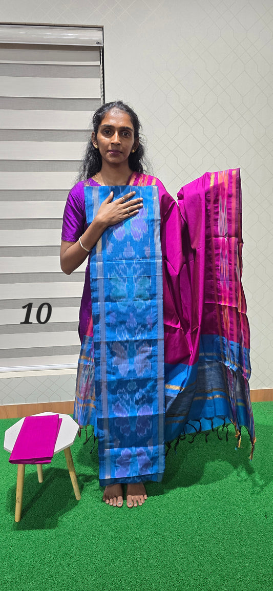 Pochampalli Ikkat Sico with border dupatta - PIS10