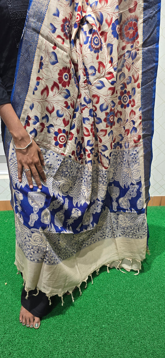 Chennuri Kalamkari Silk Dupatta - P12