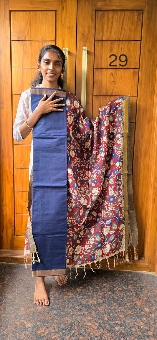 Pure 100 count original Mangalagiri Cotton top with Chennuri silk Dupatta - RC29