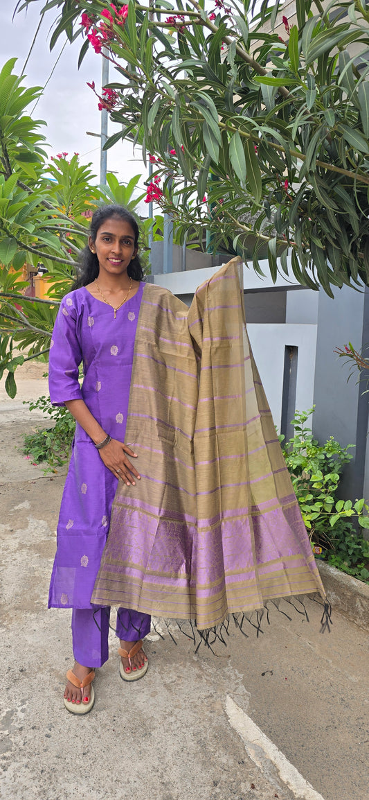 Pure Cotton Ready-made 3 piece set - 4