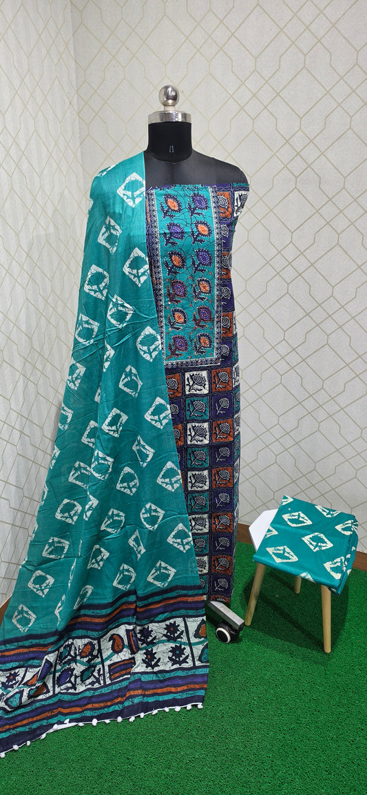 Multi color bathik cotton suit - 02