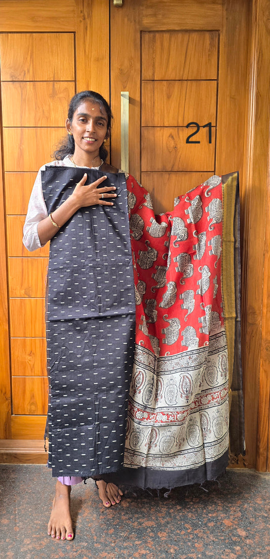Raw silk with Chennuri silk Dupatta - RC21