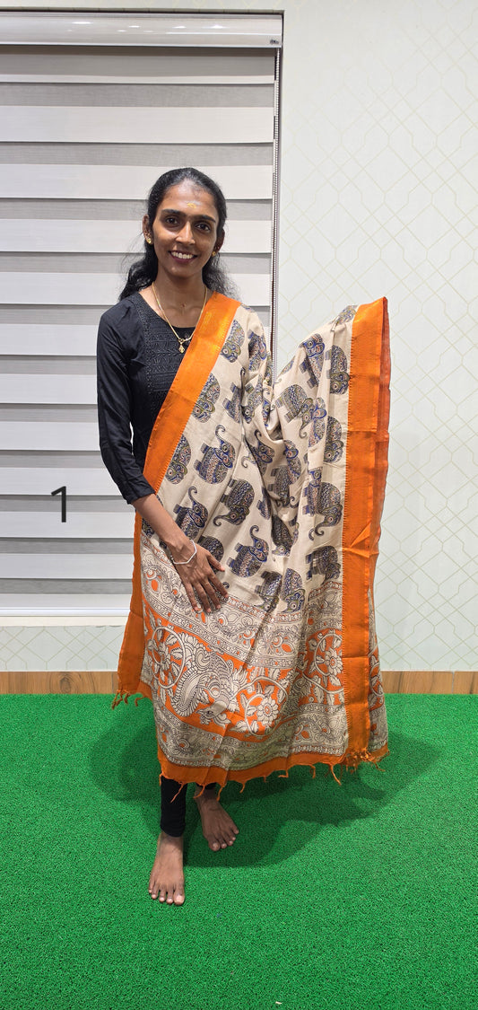 Chennuri Kalamkari Silk Dupatta - P01