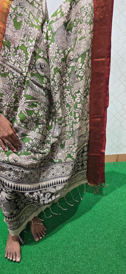 Chennuri Kalamkari Silk Dupatta P07