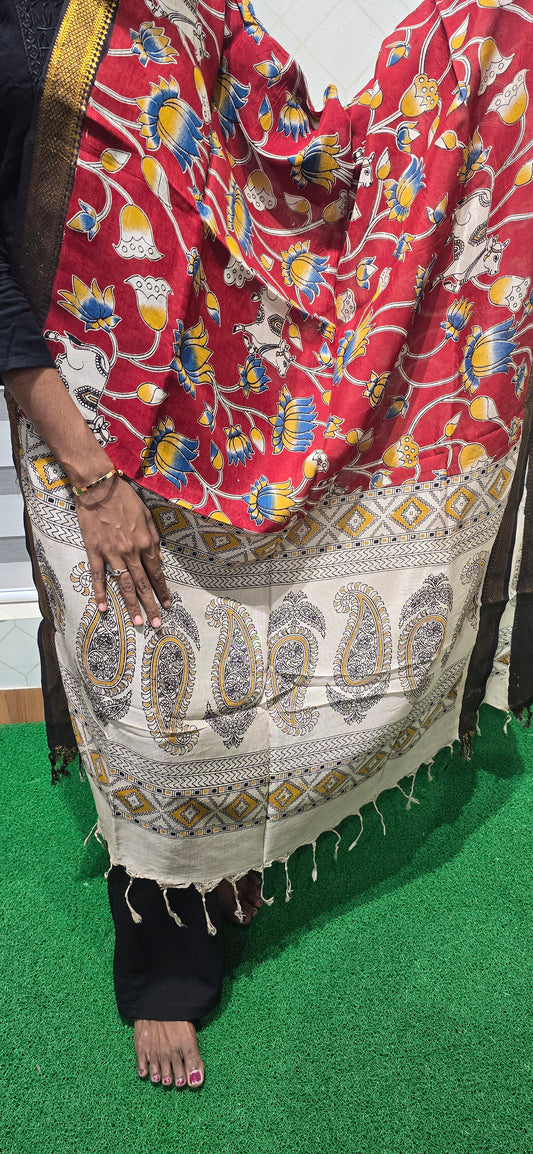 Chennuri Kalamkari Silk Dupatta - P01