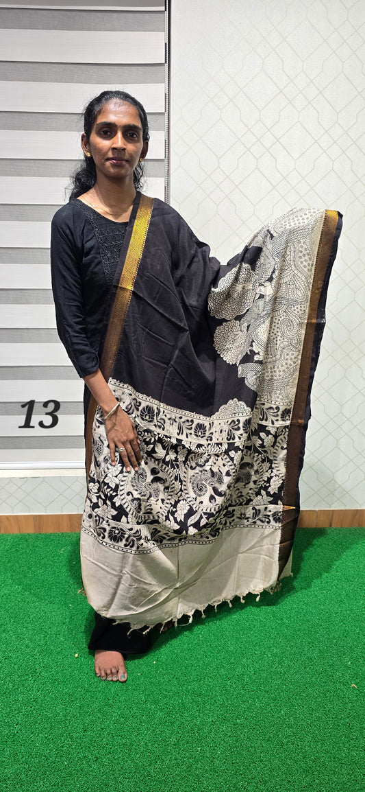 Chennuri Kalamkari Silk Dupatta - P13