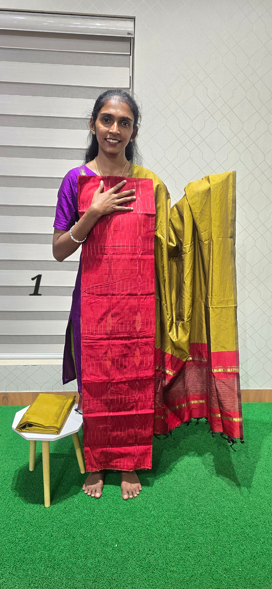 Full weaving Pochampalli Ikkat Sico Silk - PIS01