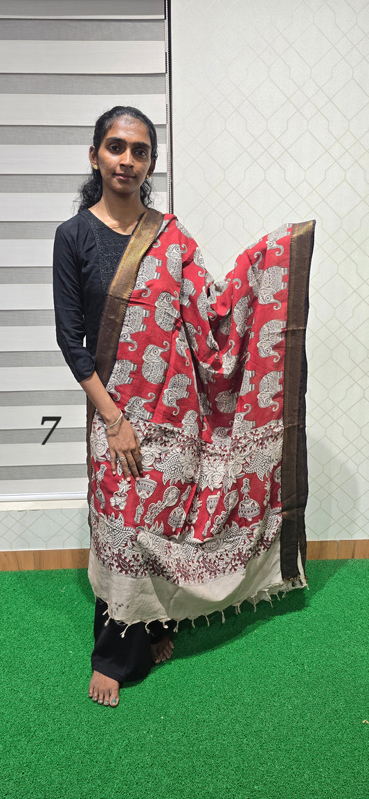 Chennuri Kalamkari Silk Dupatta - P07