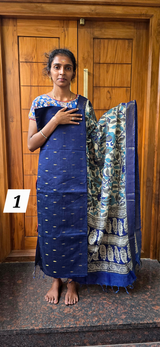 Raw silk with Chennuri silk Dupatta - RC01