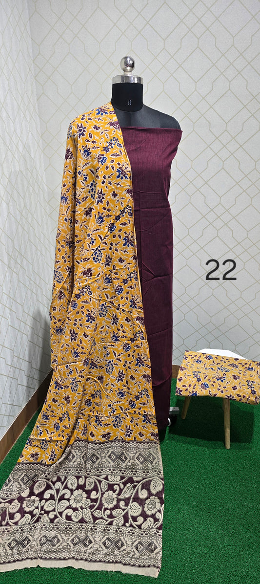 Kalamkari 3 piece Cotton suit - 22