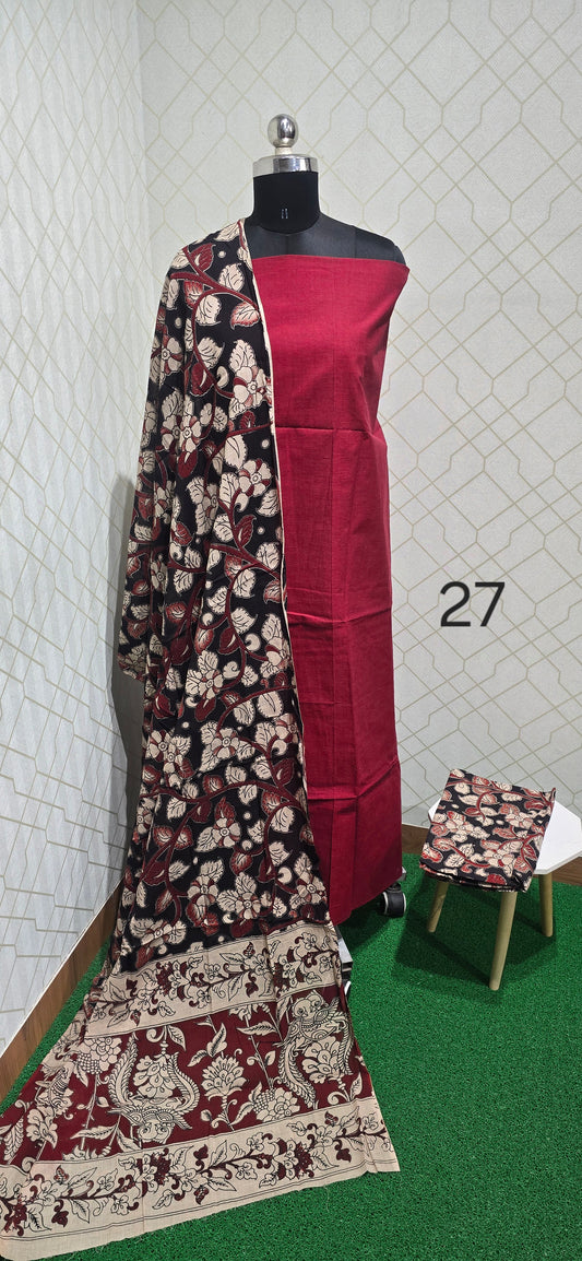 Kalamkari 3 piece Cotton suit - 27