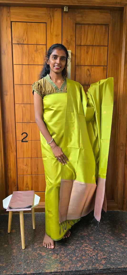 Borderless semi kanchi silk suits - 02