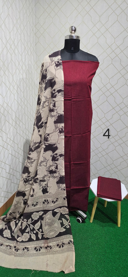 Nagari Special Kalamkari 3 piece Cotton suit - 04