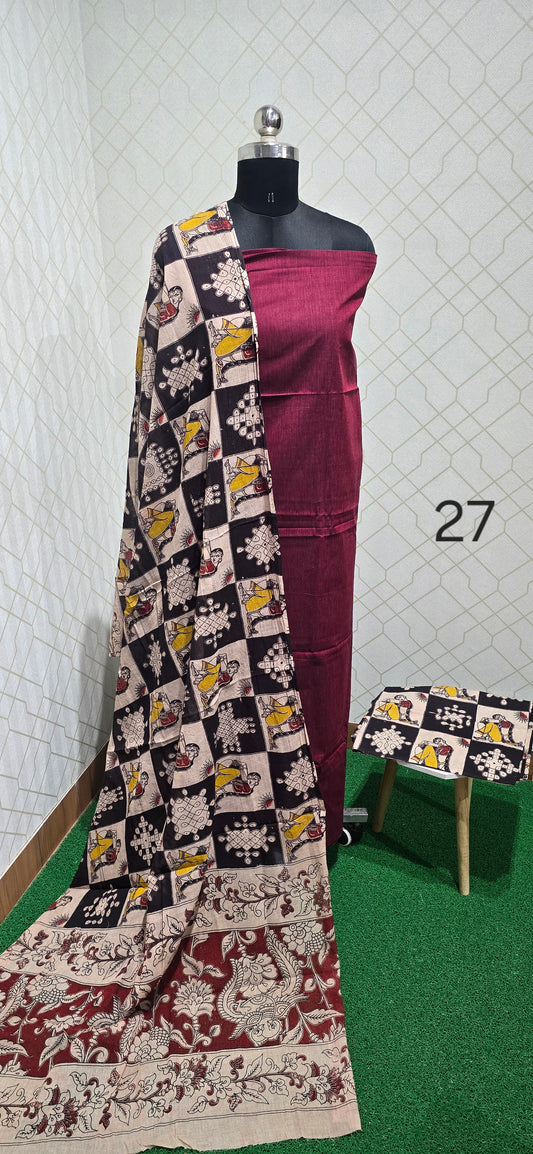 Kalamkari 3 piece Cotton suit - 27