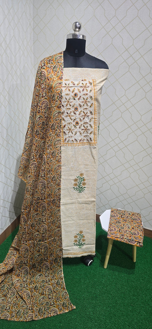 Customized Kalamkari Suits- Mustard