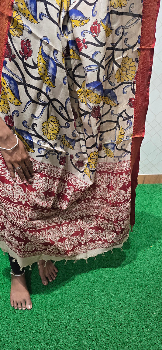 Chennuri Kalamkari Silk Dupatta P10