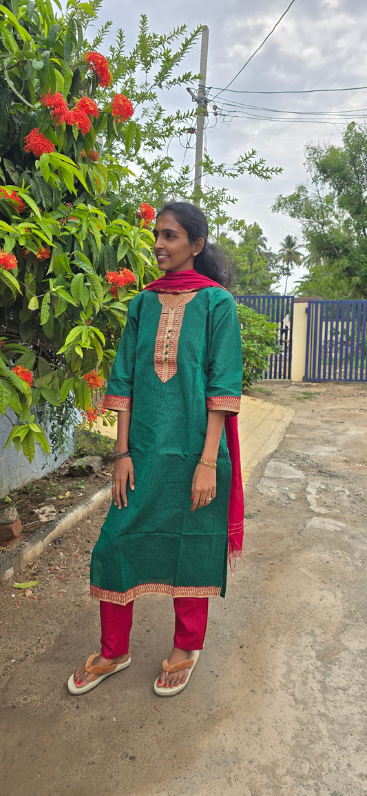 Pure Cotton Ready-made 3 piece set - 1