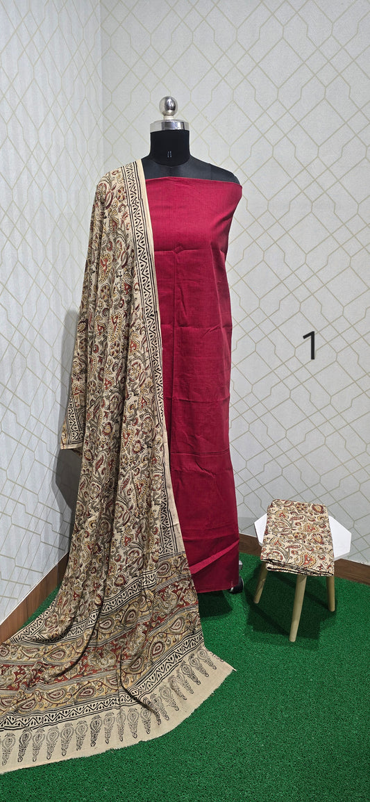 Kalamkari 3 piece Cotton suit - 01