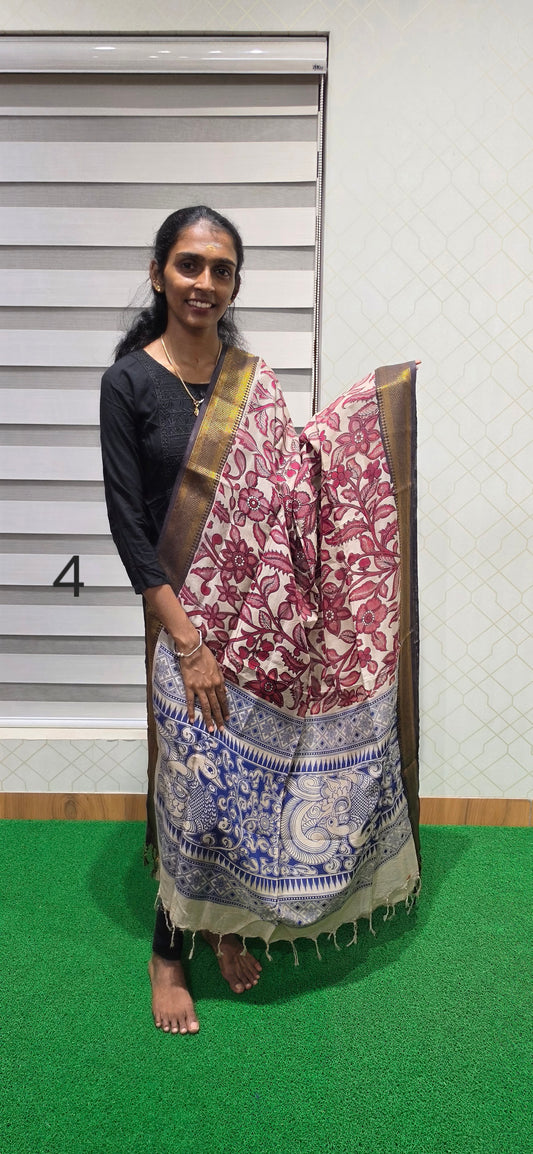 Chennuri Kalamkari Silk Dupatta - P04